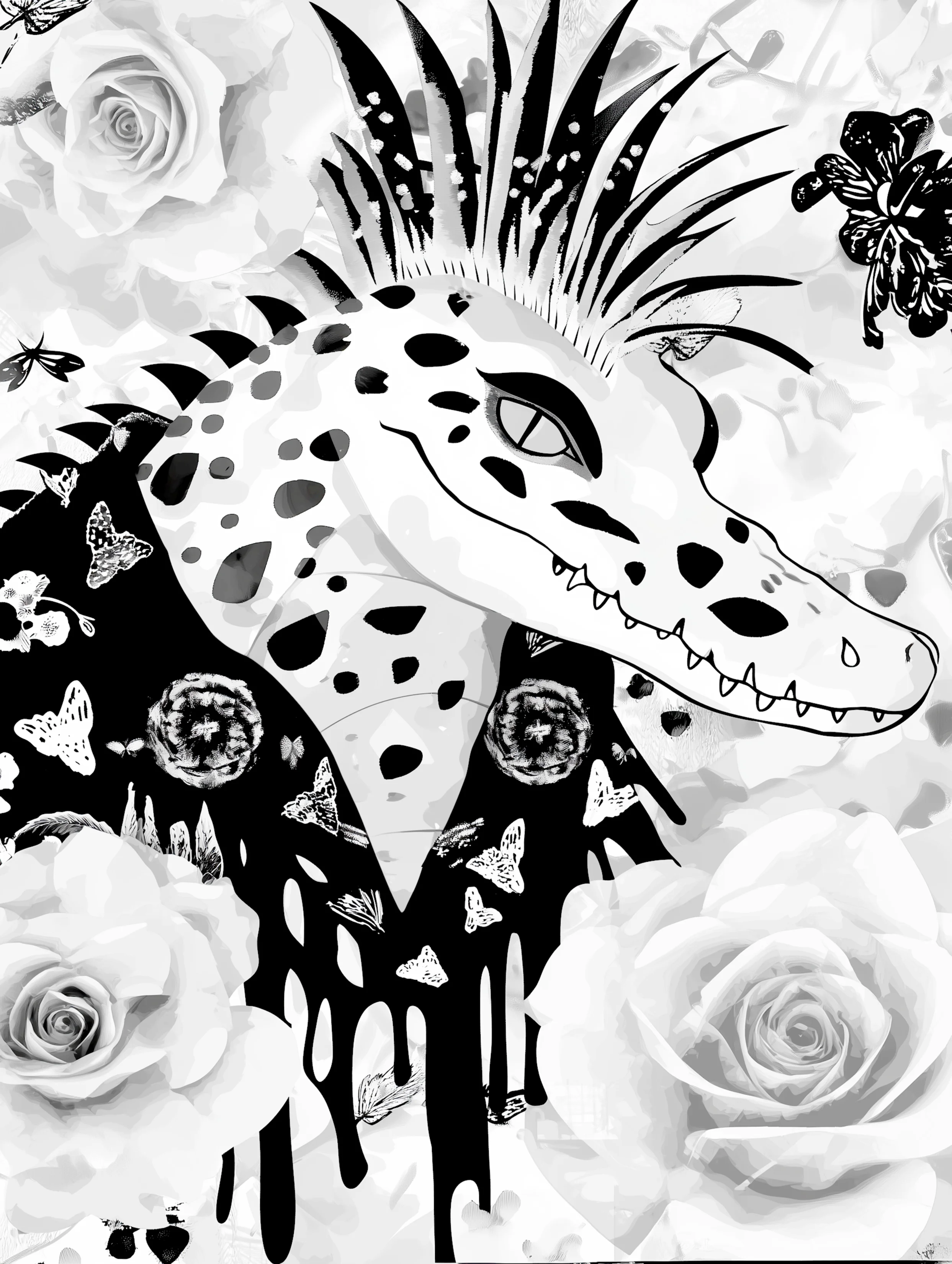 Free printable crocodile coloring pages for adults featuring punk face crocodile